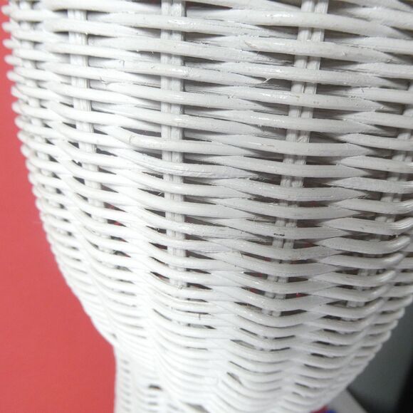 White Wicker Mannequin Head Hat Stand Display Vintage MCM 19" Tall Long Neck - Picture 12 of 14